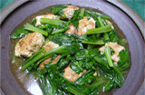 コマツナ（小松菜）と豆腐（肉）団子の煮物