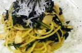 シュンギク（春菊）とツナの麺つゆバタースパゲティ