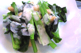 小松菜と大豆のチーズソースサラダ